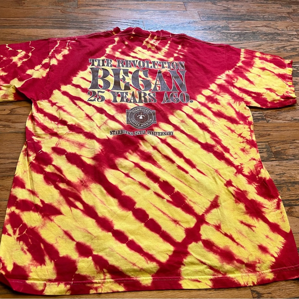 New Old Stock Starbucks Coffee 25th Anniversary Tie Dye T-Shirt Sz XL 90s Orange